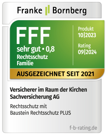 Siegel Franke Bornberg, FFF sehr gut – 0,8; Tarif: Rechtsschutz, Rechtsschutz PLUS